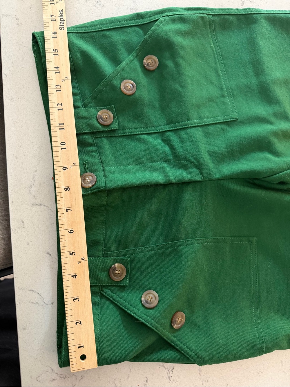 Corey Lynn Calter Green Wide Leg Pants High Rise Trouser Flare Size 12 - Picture 12 of 13